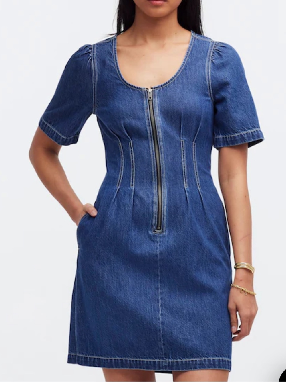 Madewell Denim Darted Mini Dress in Pixie Wash Size 2